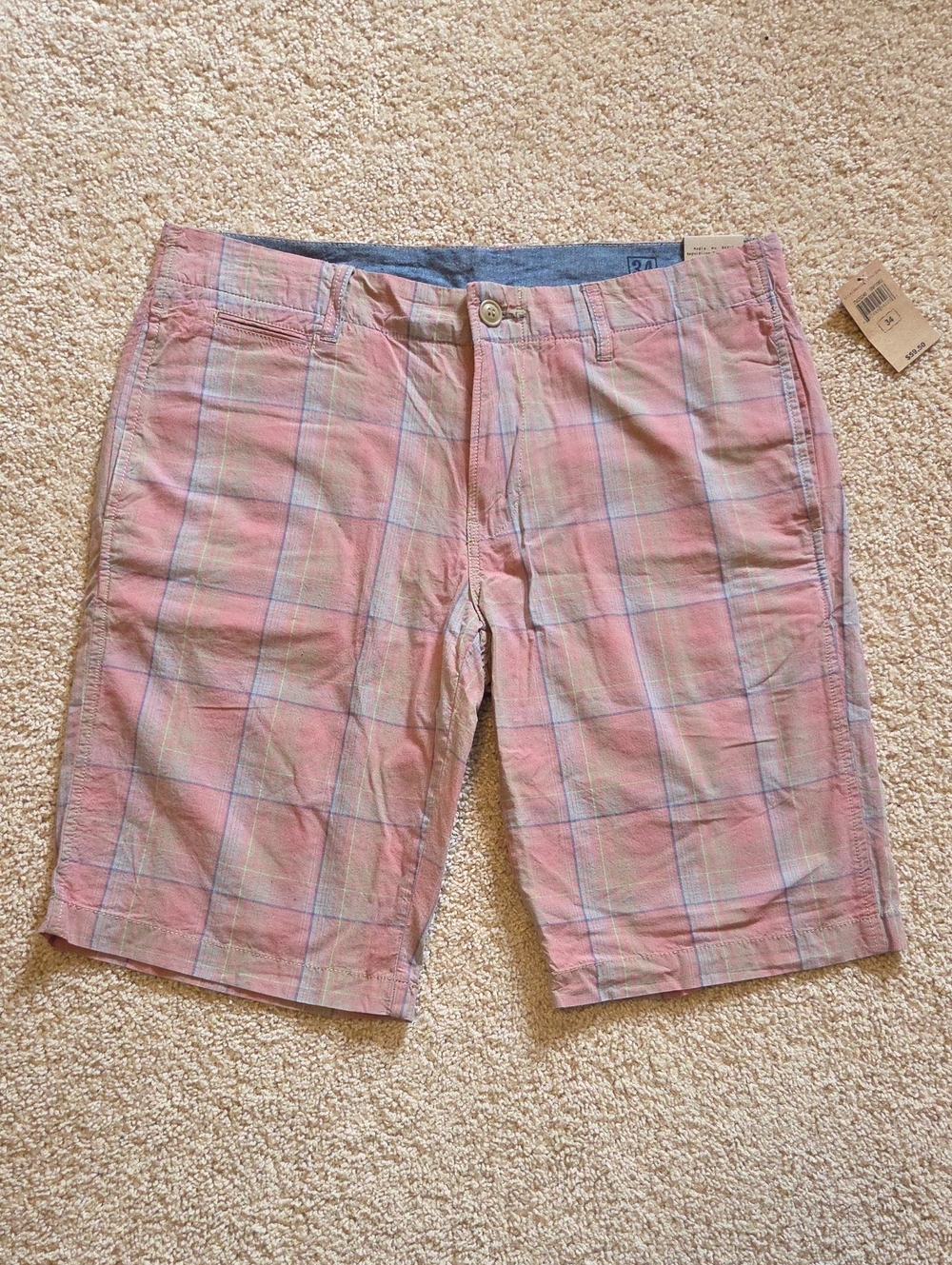 Lucky Brand Pink Plaid Cotton Flat-Front Shorts
